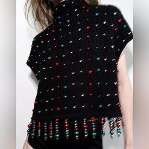 Pearl fringe sweater
